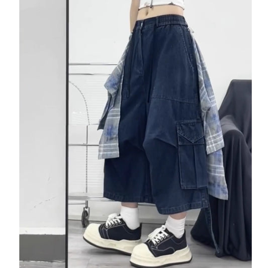 Cropped Wide Denim Pants D0017