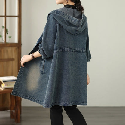 Hooded denim coat D0075