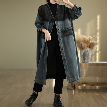 V neck denim coat D0068