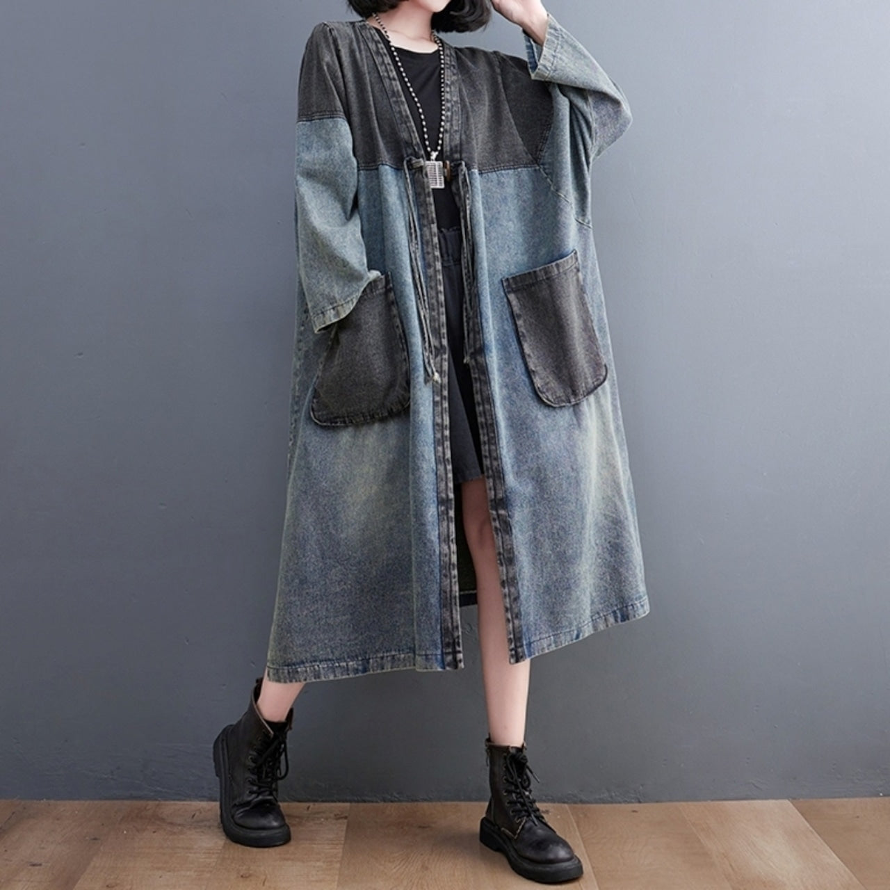 Denim long jacket D0079
