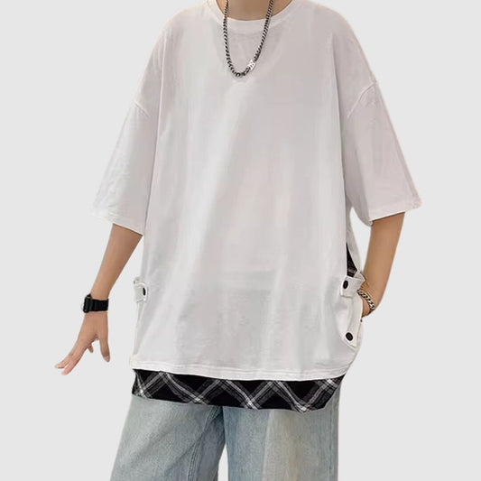 Fake layered short sleeve tops HL2483