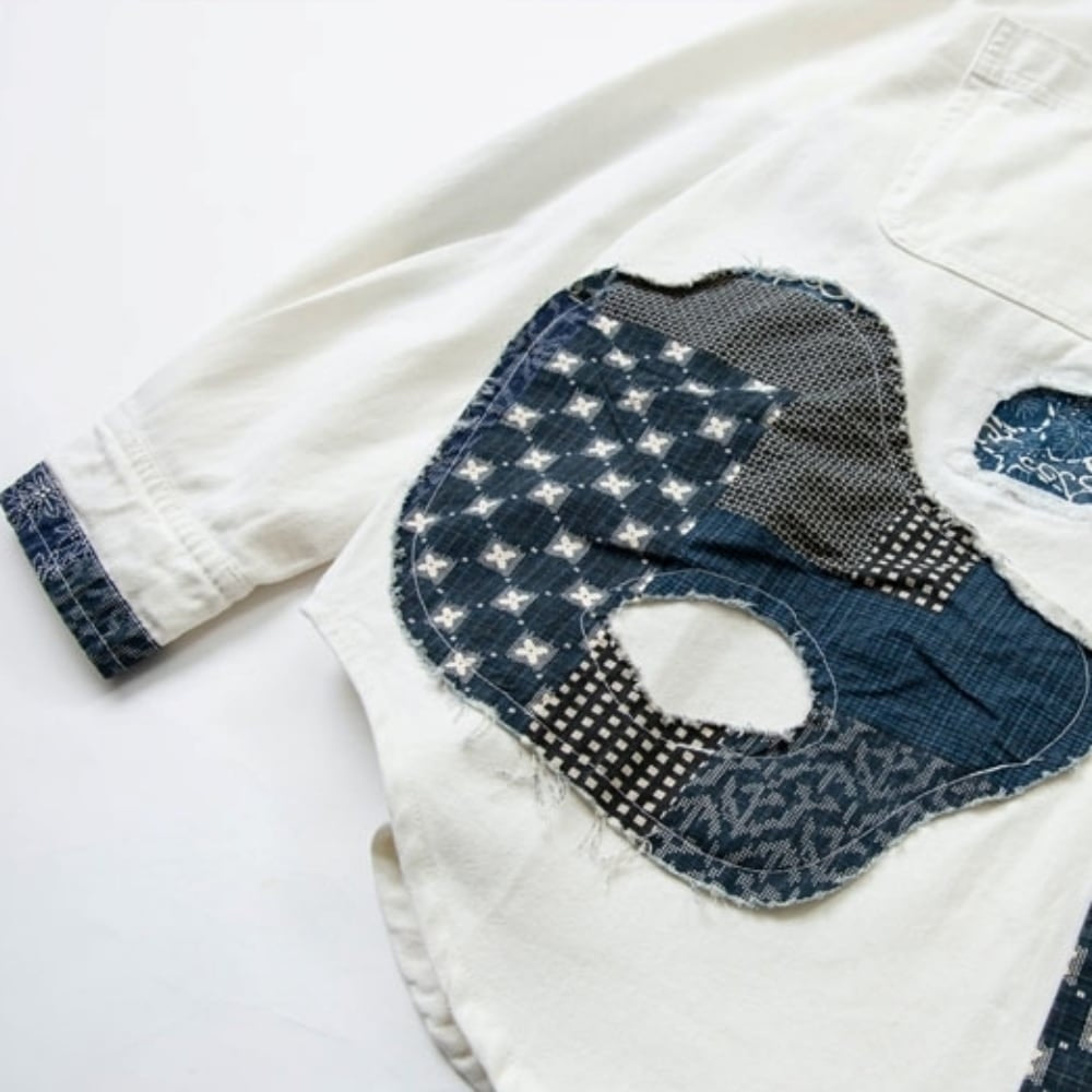 Patchwork white shirt HL2551