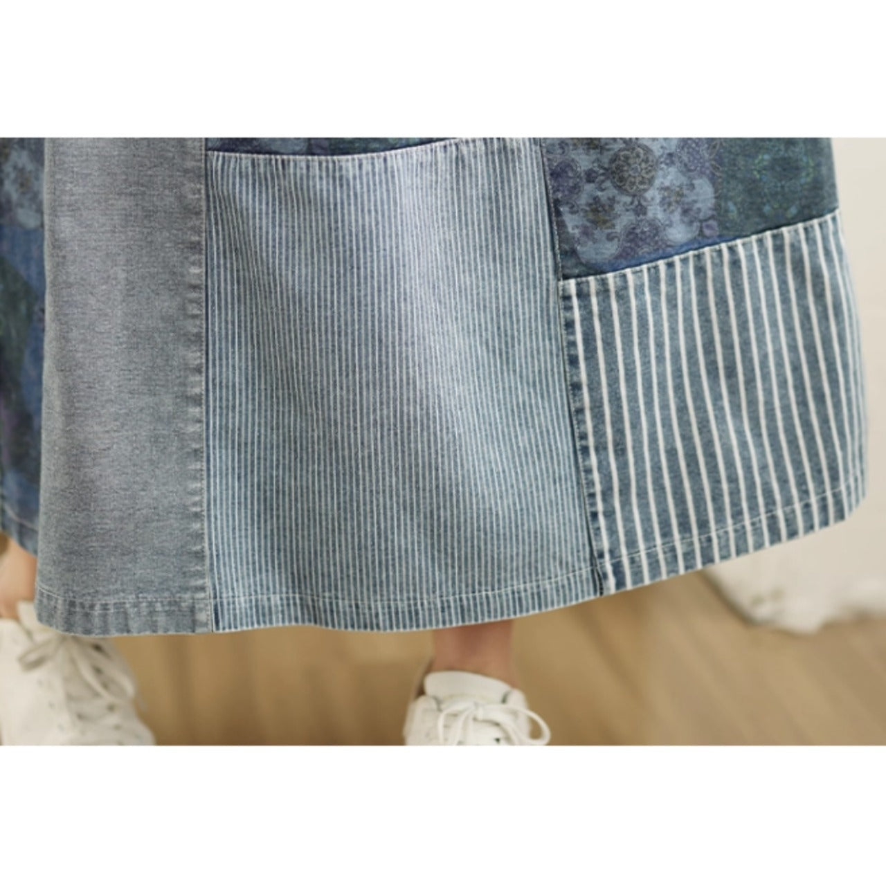 Patchwork denim skirt D0073
