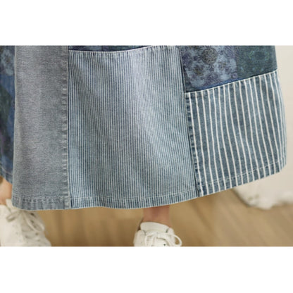 Patchwork denim skirt D0073