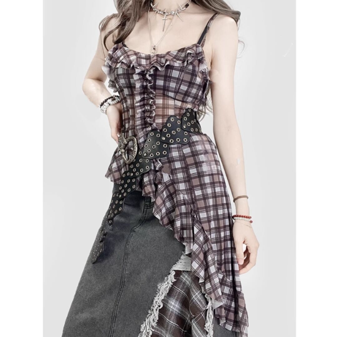 Asymmetric camisole tops E7017