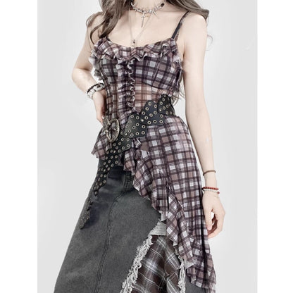 Asymmetric camisole tops E7017