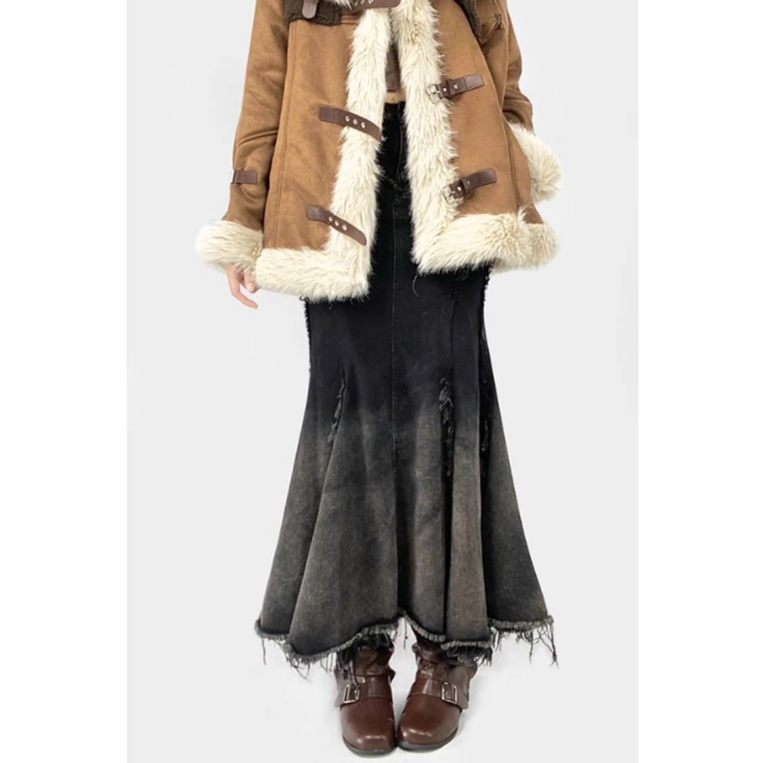 Fishtail denim skirt E7019