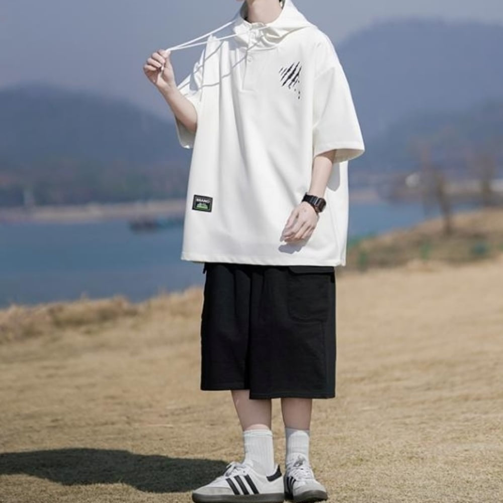 Pullover short sleeve hoodie HL2558