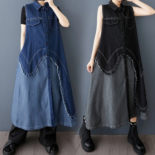 Sleeveless denim one piece D0066
