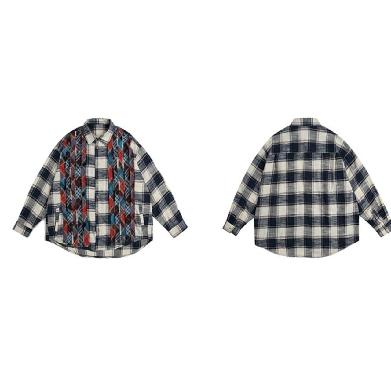 Contrast Color Check Shirt D0062