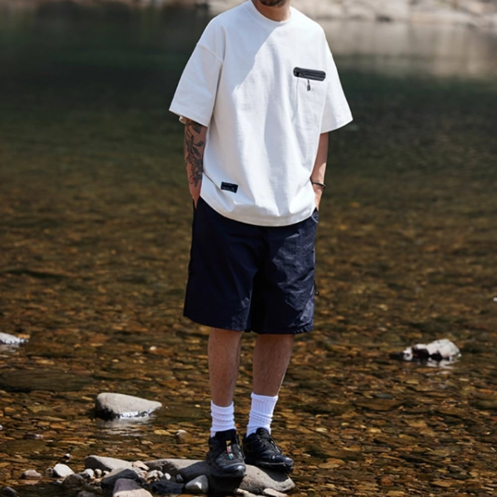 Zipper pocket design T-shirt HL2564