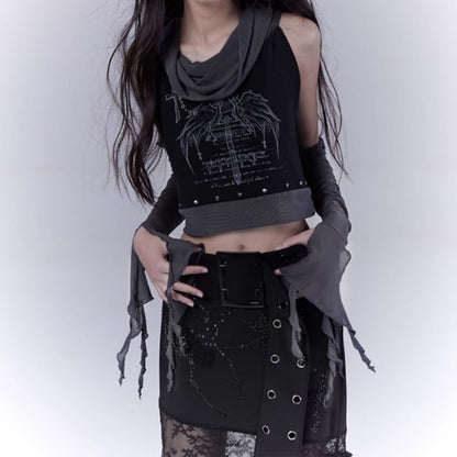 Sleeveless tops with arm warmers E7032