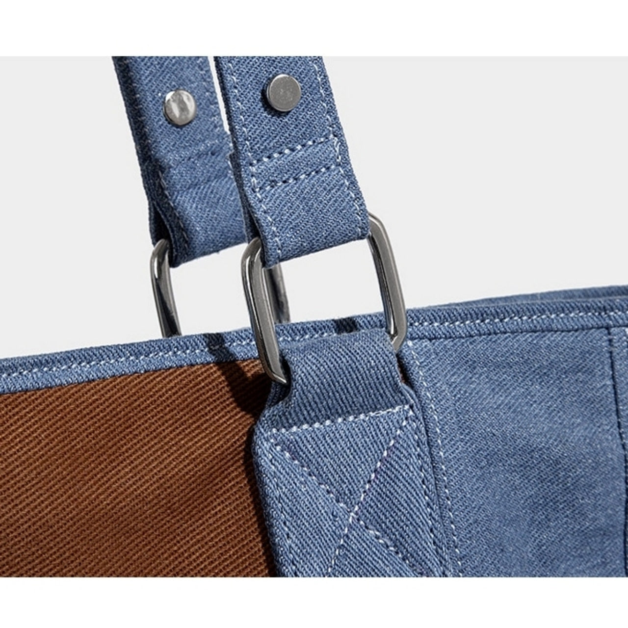 Blocking denim tote bag D0130