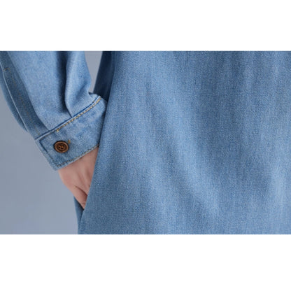 Long denim shirt one piece D0076