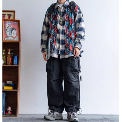 Contrast Color Check Shirt D0062