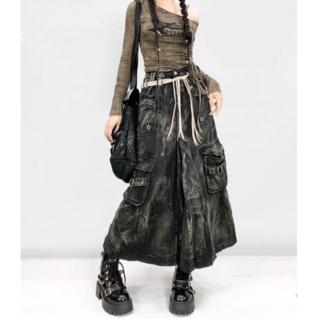 Black denim skirt E7007