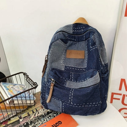 Patchwork Denim Backpack D0035