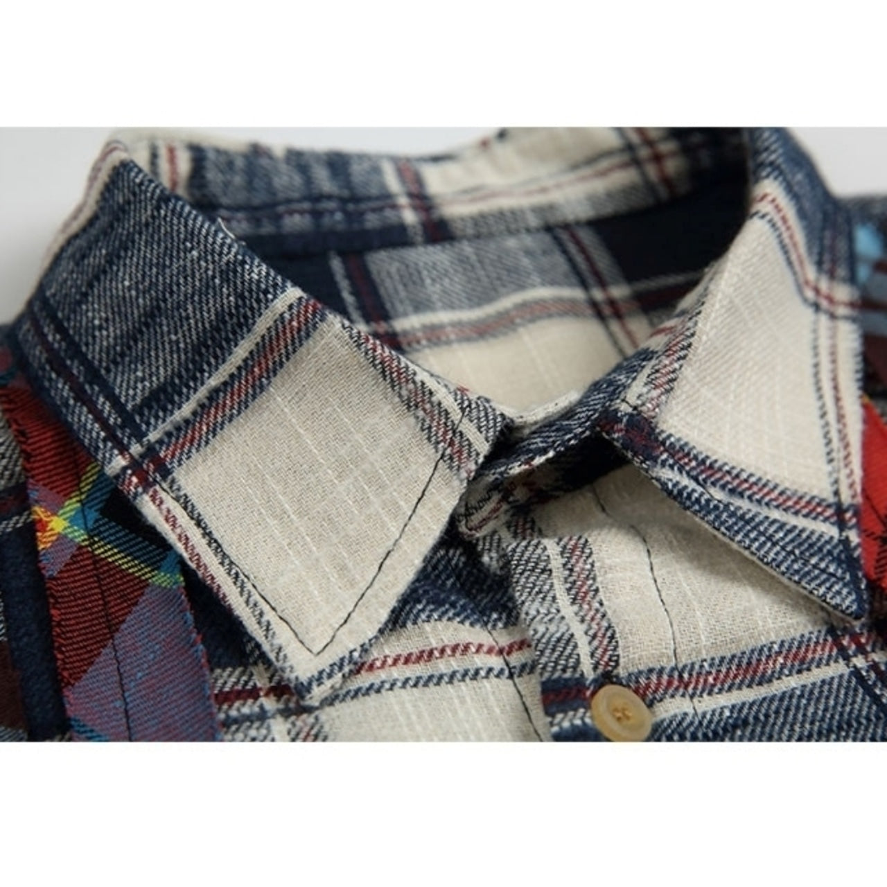 Contrast Color Check Shirt D0062