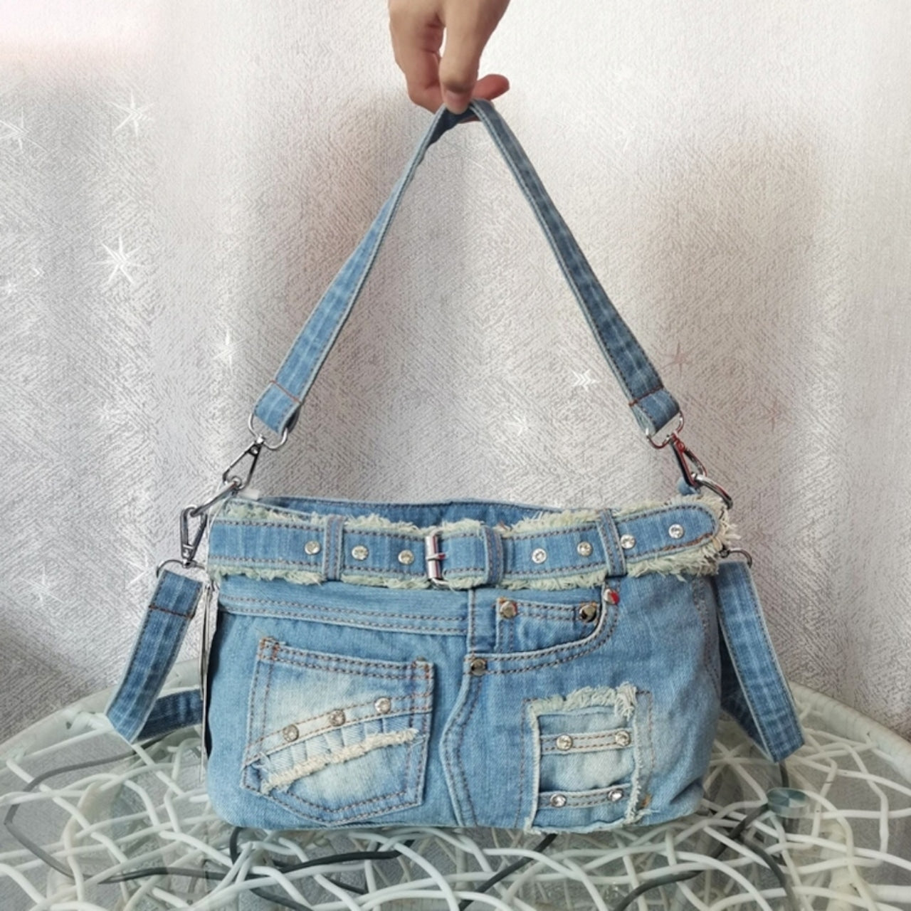 Belt Design Denim Bag D0041