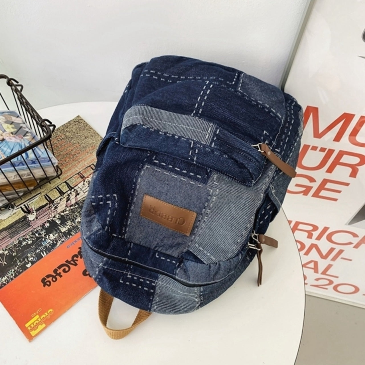 Patchwork Denim Backpack D0035