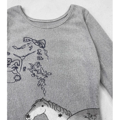 Pegasus print long sleeve tops E7043