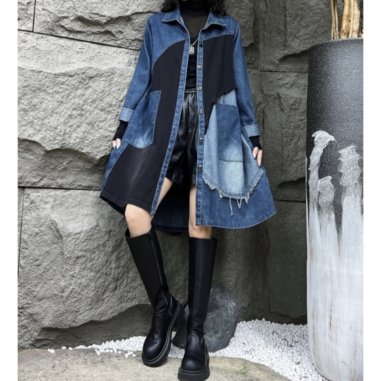 Unique denim coat D0090