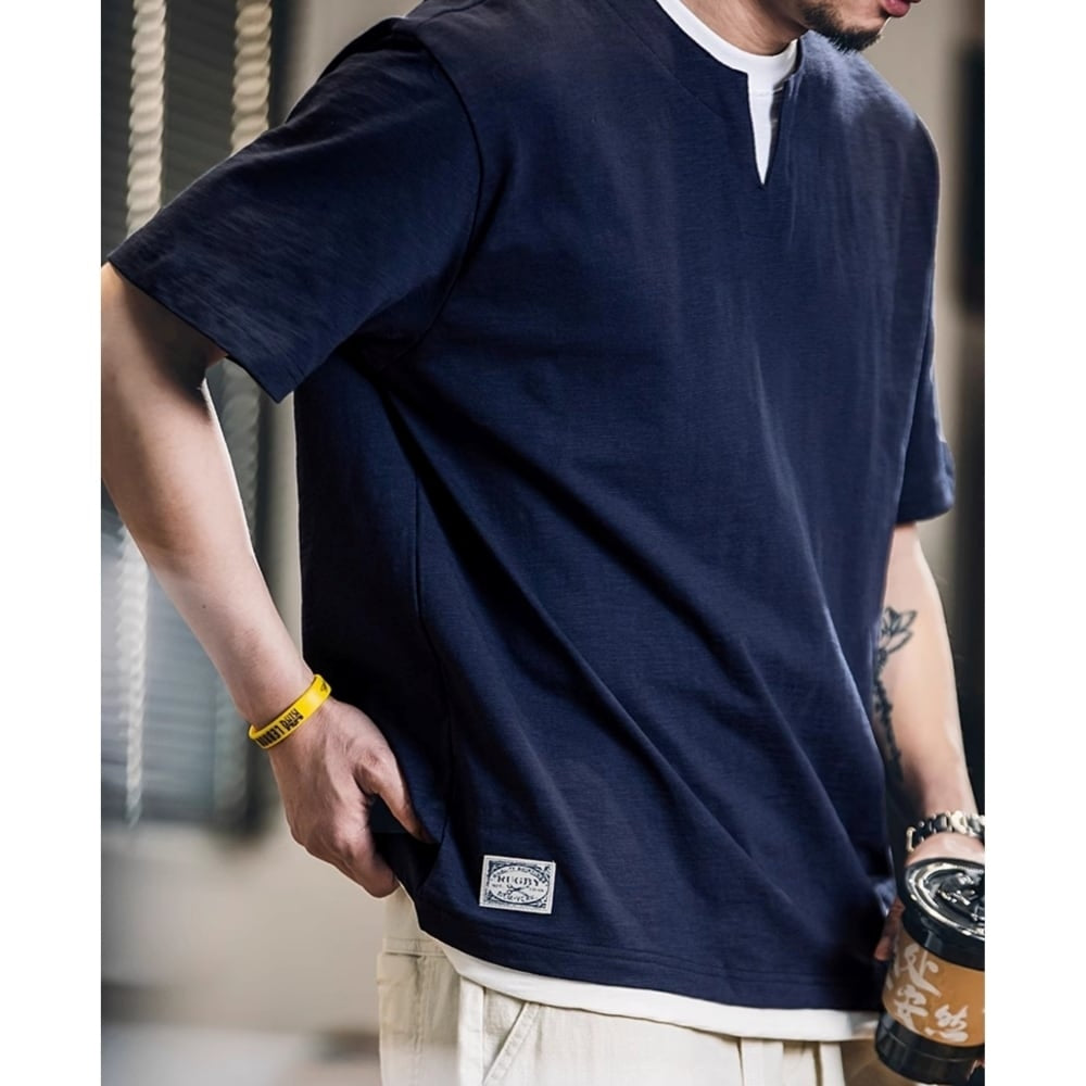 Faux layered casual tops HL2556