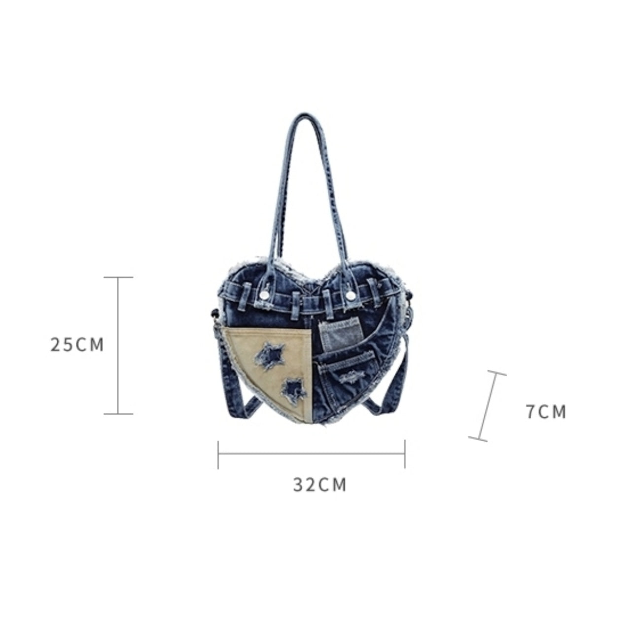 Heart Denim Tote Bag D0031