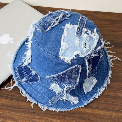 Patchwork denim hat D0051