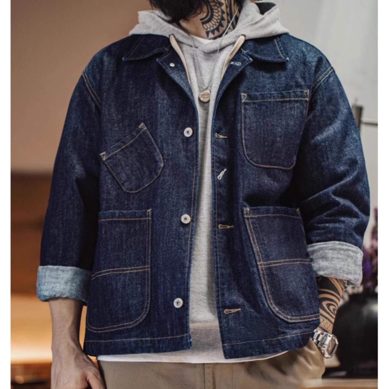 Multi pocket denim jacket D0137