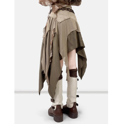 Irregular hem denim skirt E7050