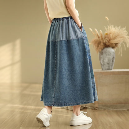 Patchwork denim skirt D0073