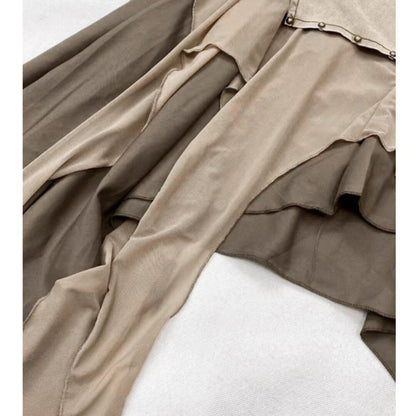 Irregular hem denim skirt E7050