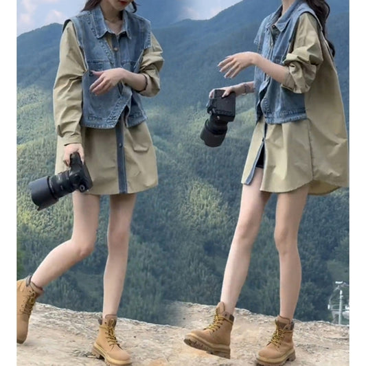 Fake layered shirt D0098