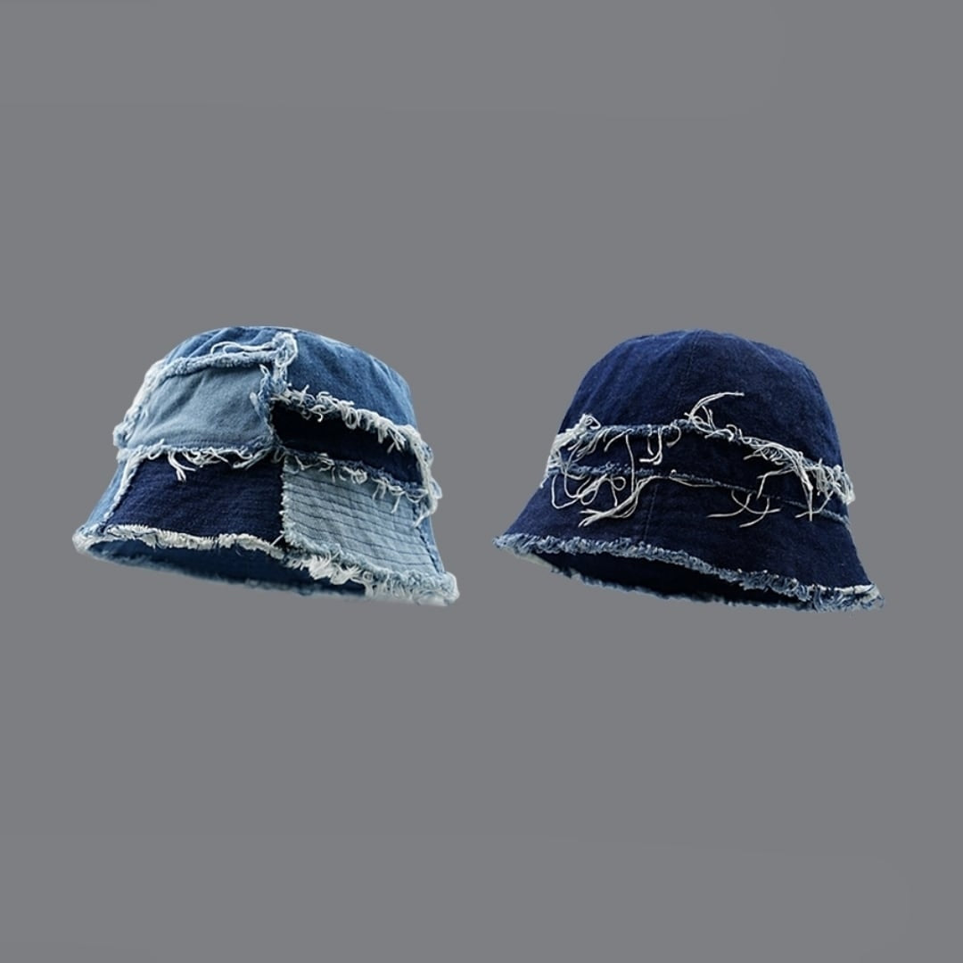 Patchwork denim bucket hat D0002