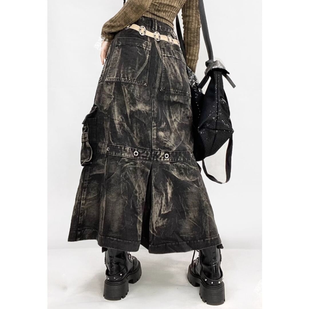 Black denim skirt E7007