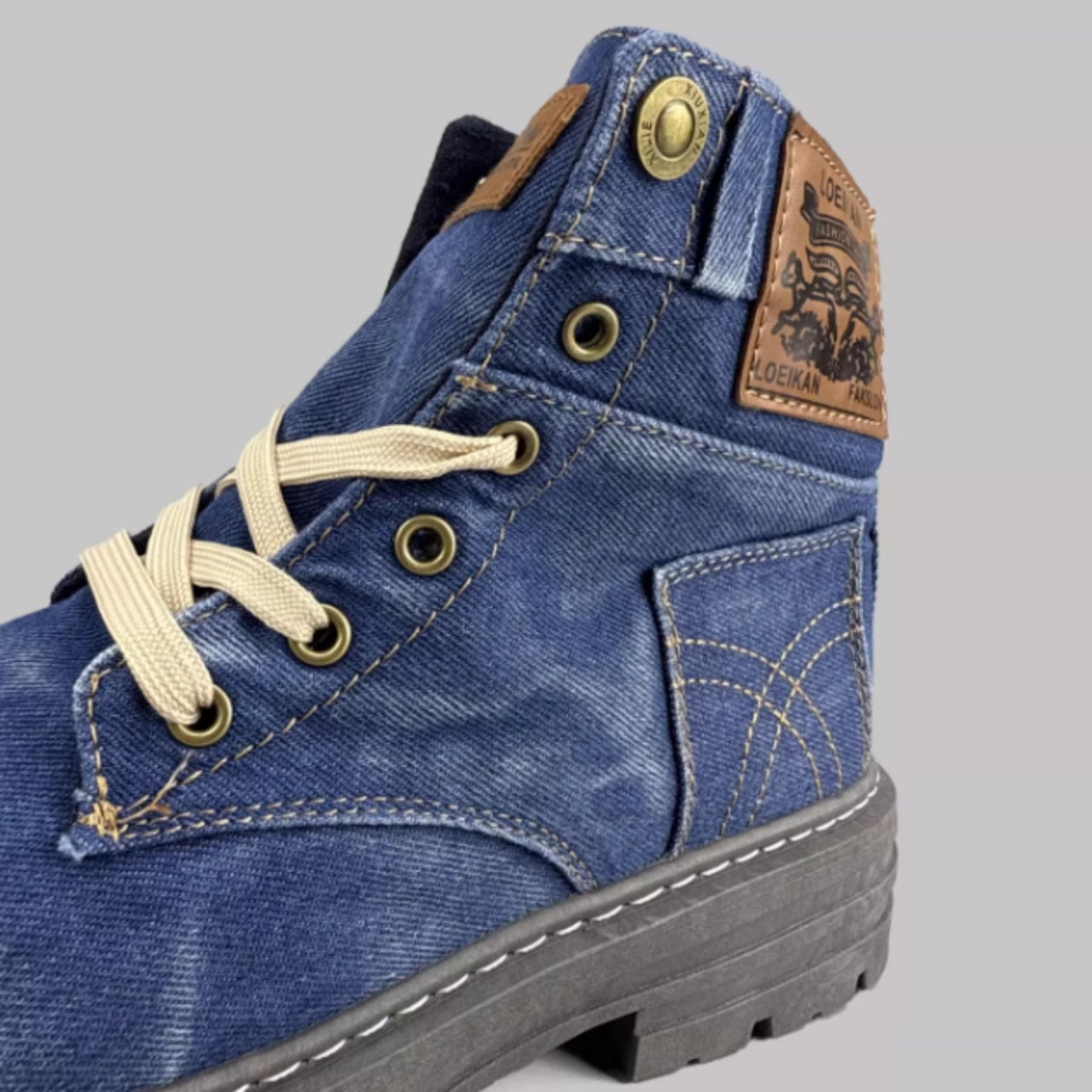 Lace up Denim Boots D0016