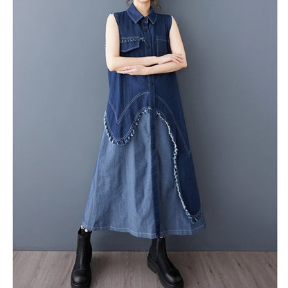 Sleeveless denim one piece D0066