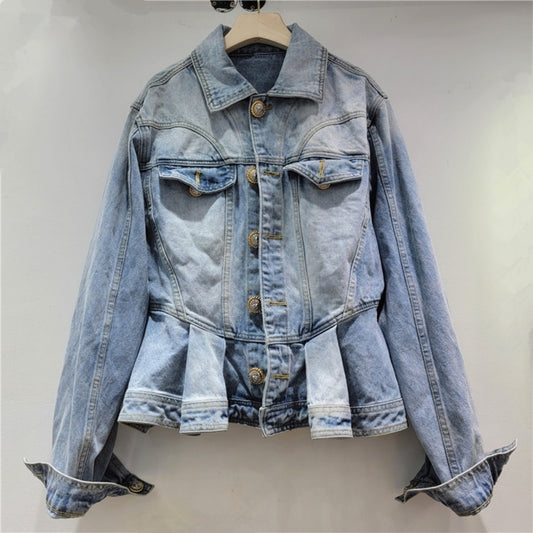 Denim Peplum Jacket D0064
