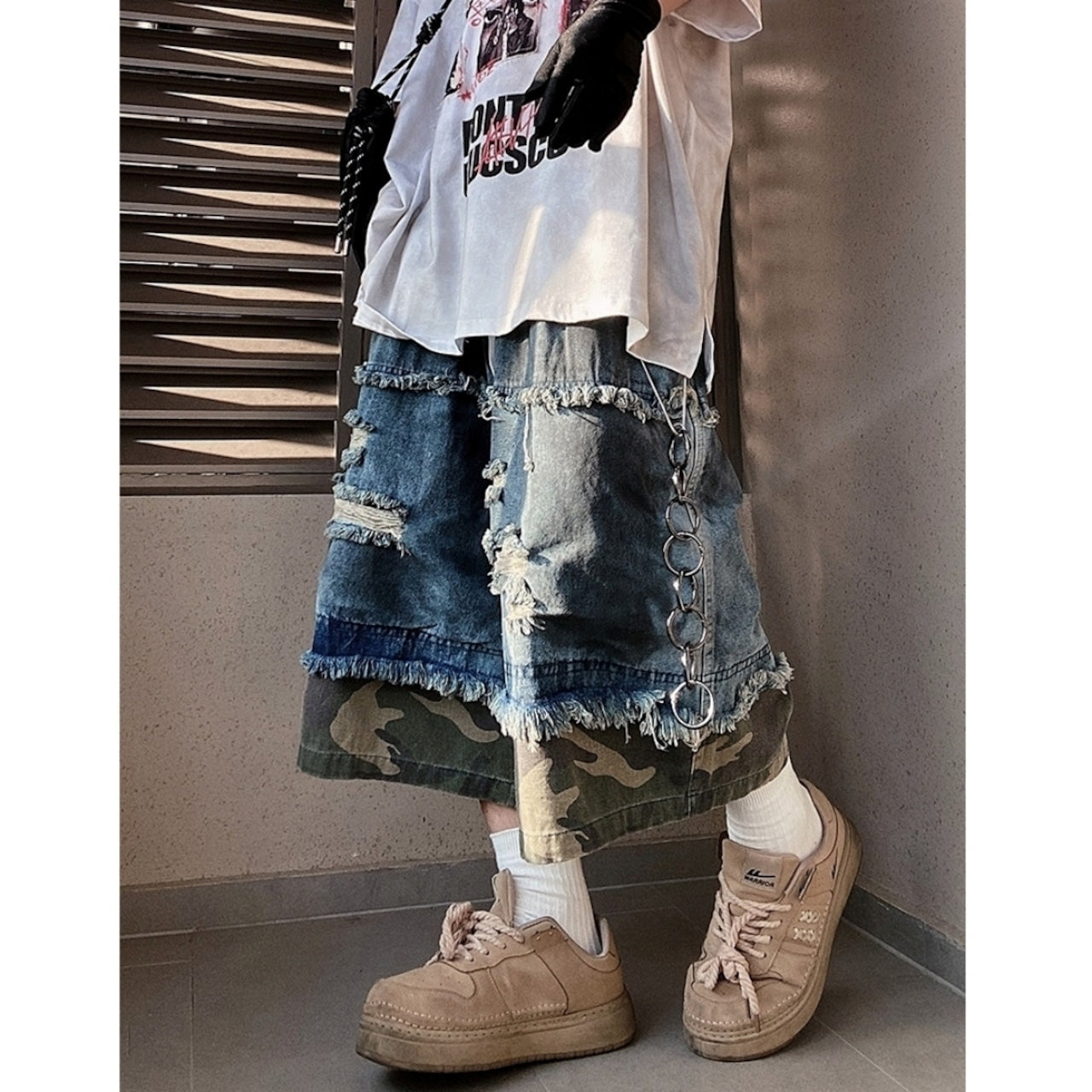 Wide leg cropped denim jeans D0099