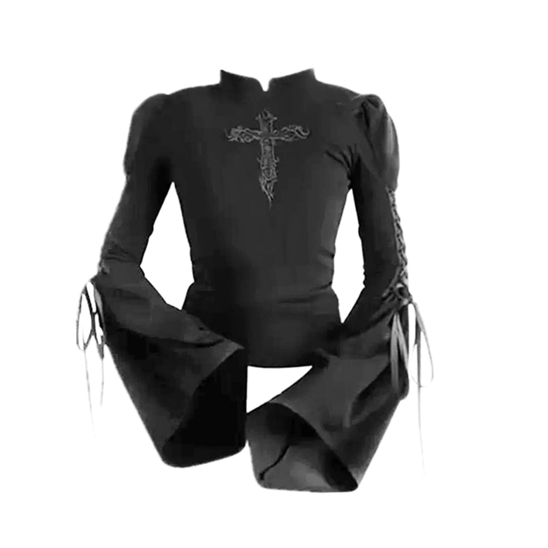 Long sleeve gothic tops E7027