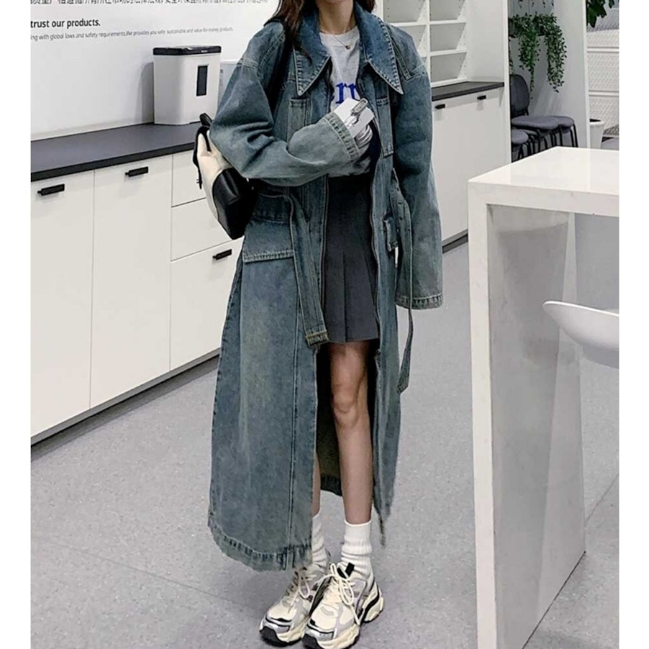 Denim long coat D0083