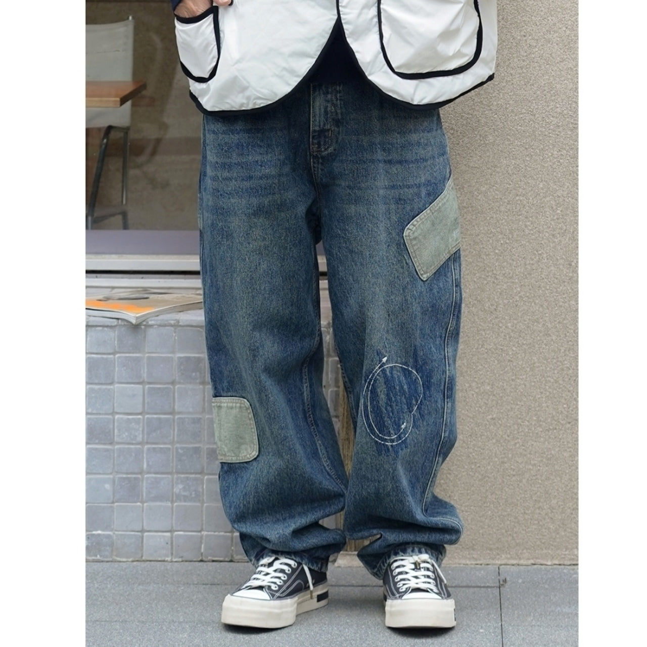 Denim applique jeans D0094