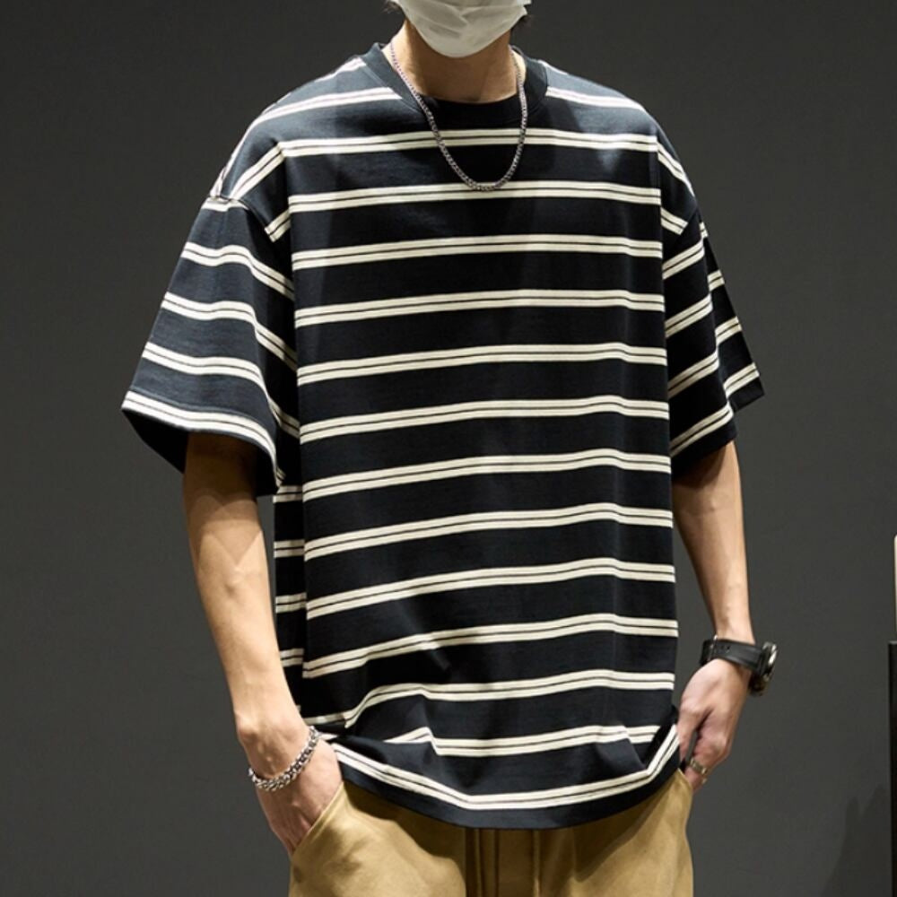 Round neck border T-shirt HL2575