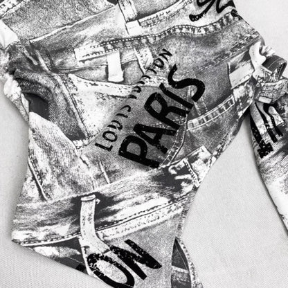 Graphic print bare top E7046