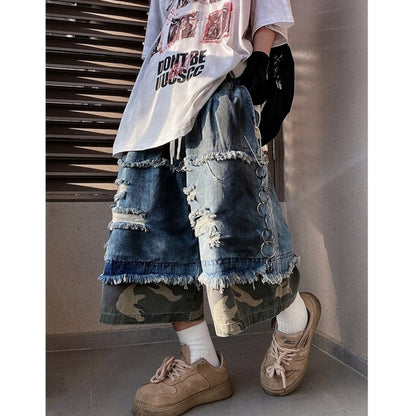 Wide leg cropped denim jeans D0099