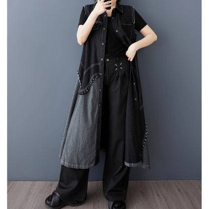 Sleeveless denim one piece D0066