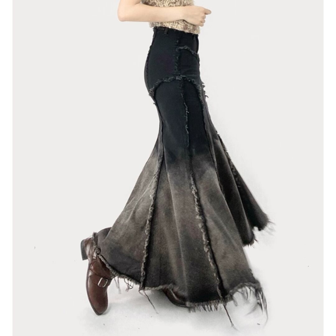 Fishtail denim skirt E7019