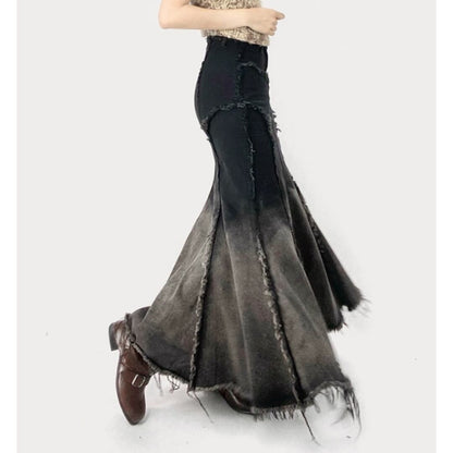 Fishtail denim skirt E7019