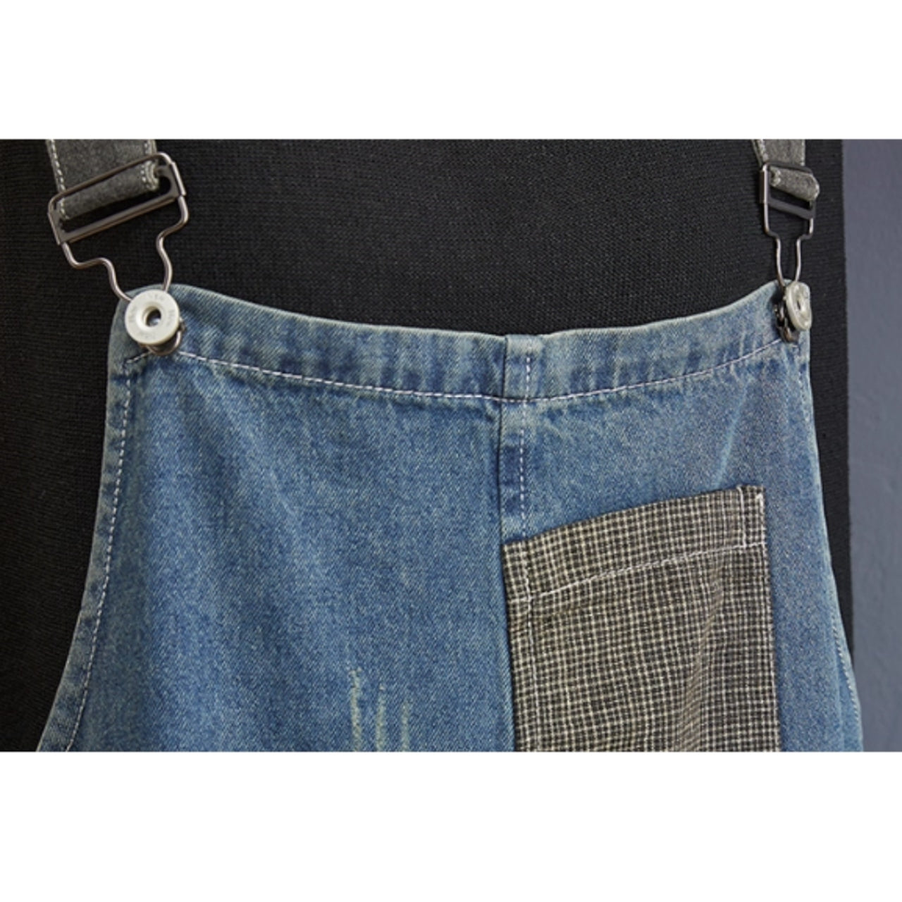 Mixed material overalls D0082